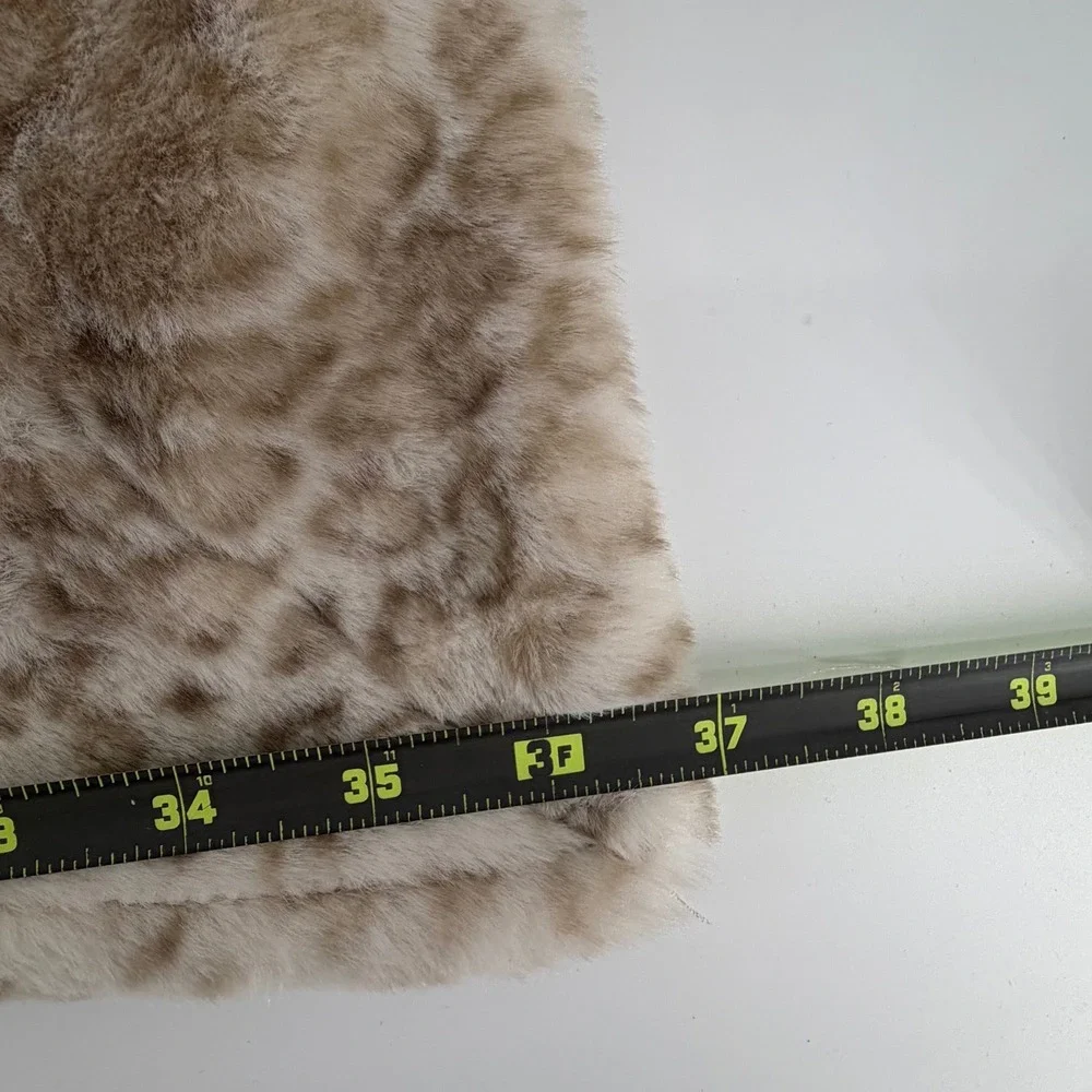 Minky Couture Leopard Print Faux Fur Plush Baby Blanket Tan Cream 30x36